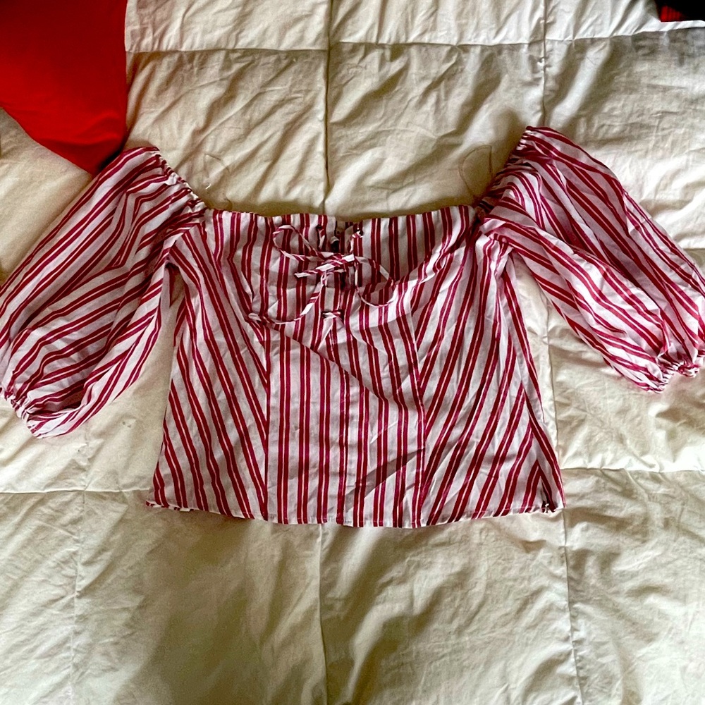 Red & White Stripe - Crop Top